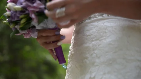 Romantic Wedding Concept Bride Holding bouquet of flowers 库存影片 71387247