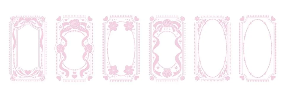 Romantic wedding frame set, hand drawn coquettish anniversary invitation Stock Illustration