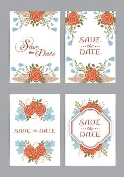 Romantic wedding invitation set Stock Illustration