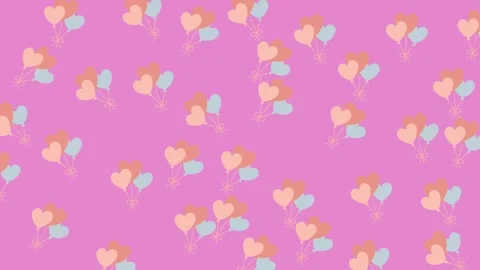Romantic Wedding Pattern with Heart-Shaped Pastel Balloons on Pink Background Stock Footage 345539976