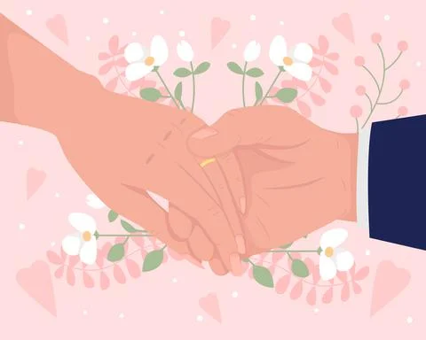 Romantic wedding proposal flat color vector illustration Stock Illustration