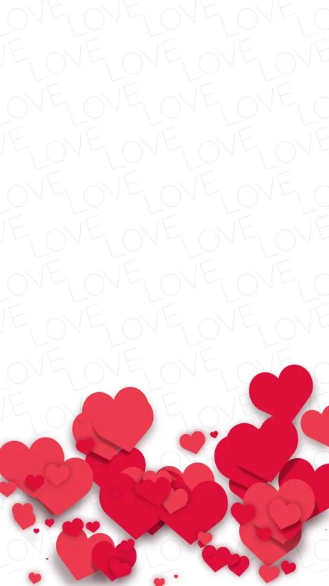 Romantic white loop animated background with flying red hearts symbols of love. Stock Footage 300364342
