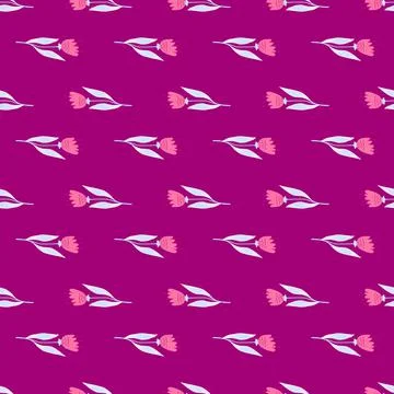 Romantic wildflower seamless pattern on bright pink background. Decorative fl Stock Illustration