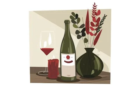 Romantic wine set Stock Illustration