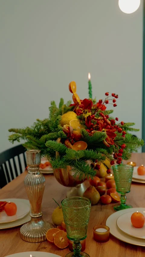 Romantic Winter Date Night Dinner Setting Lit By Candles Stockbeeldmateriaal 332209157