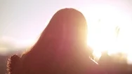 Romantic Woman Playing With The Light Of The Sun Stock Footage