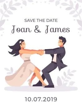 Romantic young couple holing hands and spinning around, forming a heart shape Stock Illustration