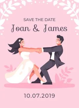 Romantic young couple holing hands and spinning around, forming a heart shape Stock Illustration