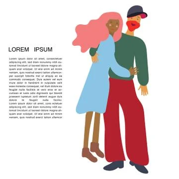 Romantic young couple hugging. Stock Illustration