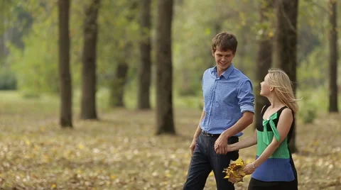 Romantic young couple in the park Stock Footage 54142210