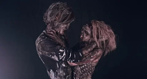 Romantic zombies. Stock Footage 66799059