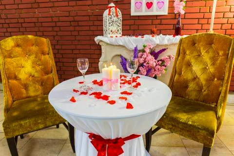 Romantic zone with round table Foto stock