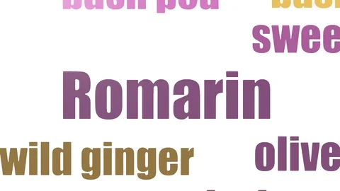 Romarin Word Cloud Animated Isolated On White Vidéo 107242767