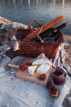 Romatic picnic on the beach Stock Photos