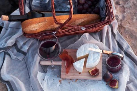 Romatic picnic on the beach Stock Photos