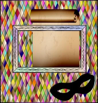 Romb background with frame and mask Stock Illustration