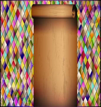 Romb background with old paper roll Stock Illustration