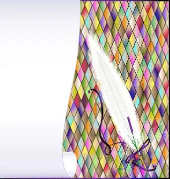 Romb background with white feather pen Stock Illustration