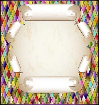 Romb frame and scroll Stock Illustration