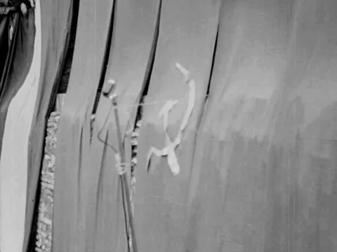 Rome - 1944: Flags with hammer &amp; sickle at communist rally Stock Footage 219451634