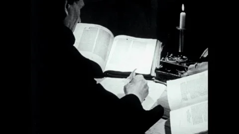 Rome 1960s: Man uses pointer to point to area on map of Holy Roman Empire. Stock Footage 304296323