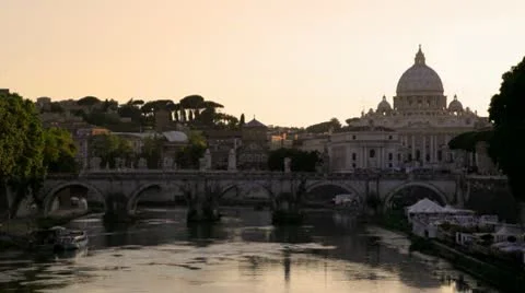 Rome and the Vatican at Dusk Stock Footage 10592693