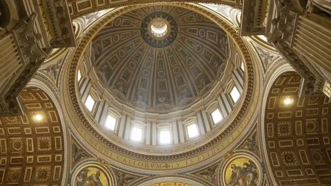 ROME- APRIL 2018: Interior of St. Peter's Basilica, Vatican, Italy. Stock Footage 90090752