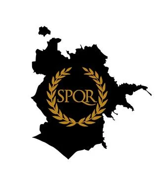 Rome city map vector silhouette illustration Coat of Arms of empire. Иллюстрация