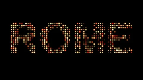 Rome City Name in Bright Dotty Lights on Black Background Stock Footage 304706404