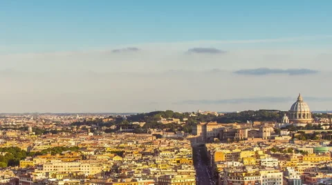 Rome cityscape day to night time lapse zoom out Stock Footage