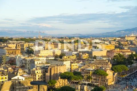 Rome Cityscape High Angle View Altar Fatherland Stock Photos