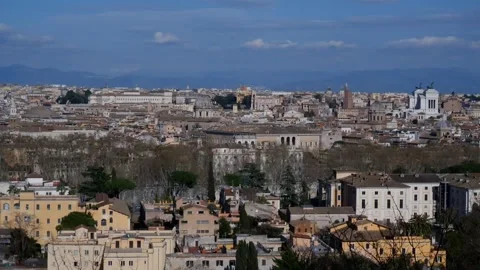 Rome cityscape seen from high angle view at Gianicolo Park Janiculum Terrace Vídeos de archivo 277940064