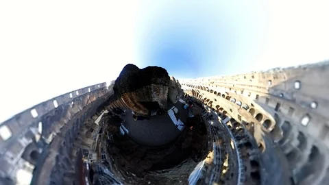 Rome, Coliseum, Effect from VR360. Orbital view of the arena and the stands Stock Footage 100748416