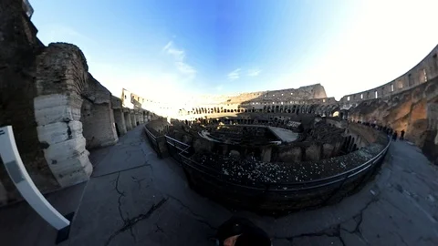 Rome, Coliseum, Effect from VR360. Orbital view of the arena and the stands Stock Footage 100751986