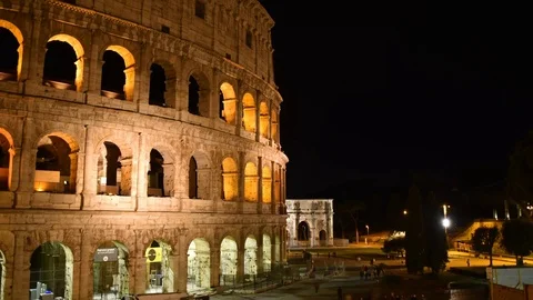 Rome coliseum by night 4k time lapse Video stock 82655016