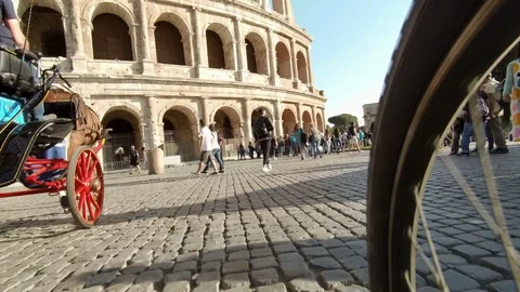 Rome The Coliseum, view from the wheel of a cyclist Stock Footage 88801719