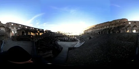 Rome, Coliseum, VR360.  View from inside of the arena and the stands Stock Footage 100748165