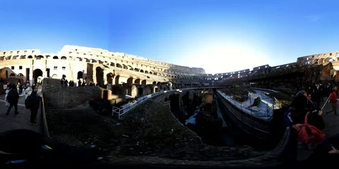 Rome, Coliseum, VR360.  View from inside of the arena and the stands Stock Footage 100748397