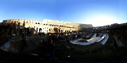 Rome, Coliseum, VR360.  View from inside of the arena and the stands Stock Footage 100748412
