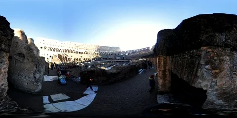 Rome, Coliseum, VR360.  View from inside of the arena and the stands Stock Footage 100748447