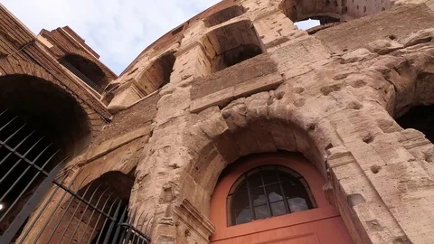 Rome - Colosseum, close pan view in a cloudy evening Stock Footage 100205309