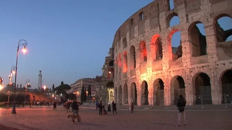Rome, the Colosseum in the evening Stock Footage 72946249