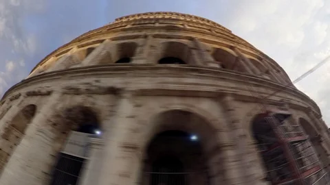 Rome Colosseum external orbital view at sunset, 360 effect Stock Footage 106433007