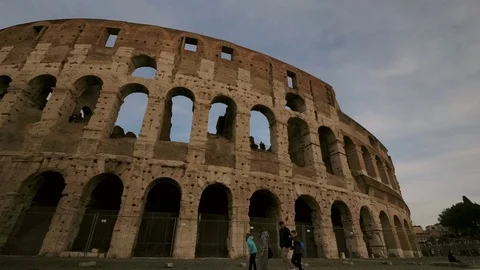 Rome, Colosseum, Orbit Hyper lapse at evening Stock Footage 100203573