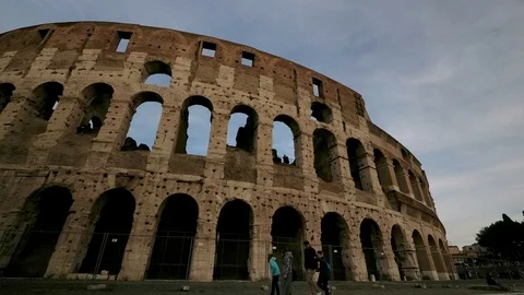Rome, Colosseum, Orbit Hyper lapse at evening Stock Footage 100203803