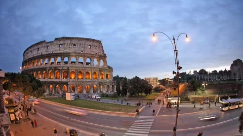 Rome: the Colosseum time lapse night timelapse Stock Footage