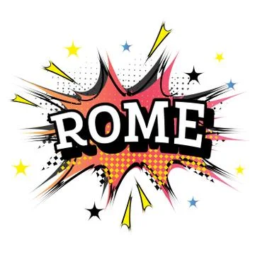 Rome Comic Text in Pop Art Style. Ilustración de archivo