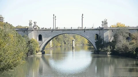 Rome. Corso Francia and river Tiber. View from Milvio bridge Stock Footage 81900482
