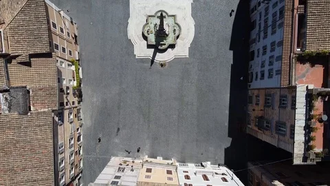 Rome, Empty Square and Pantheon Hole- Zenital long Shot - Drone, Aerial view Stock Footage 130107085