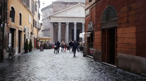 Rome the exit from the streets to the Pantheon Stock Footage 68943489